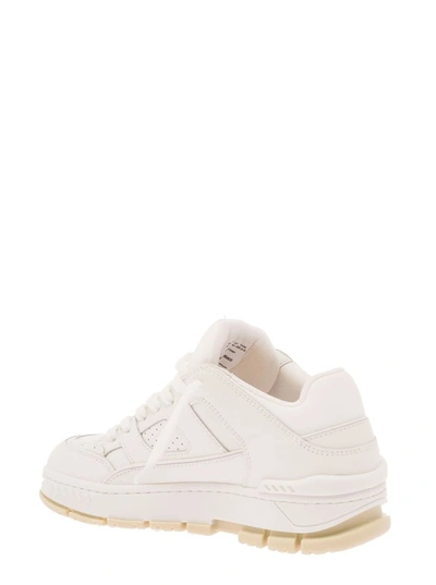 Shop Axel Arigato 'area Lo' White Sneakers With Embossed Logo In Leather Blend Woman