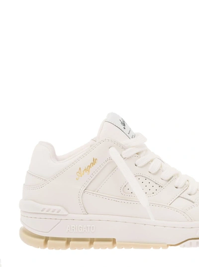 Shop Axel Arigato 'area Lo' White Sneakers With Embossed Logo In Leather Blend Woman