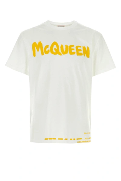Shop Alexander Mcqueen T-shirt In Whiteyellow