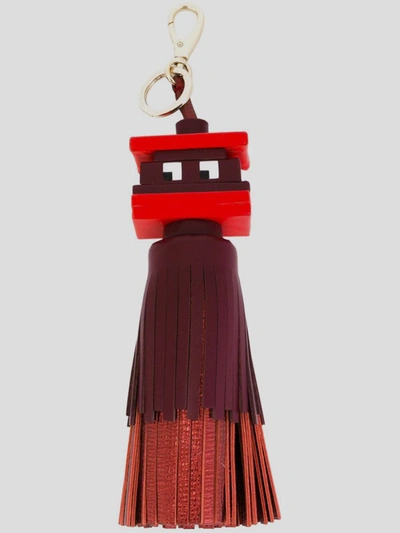Shop Anya Hindmarch Keychains In Metallic Red
