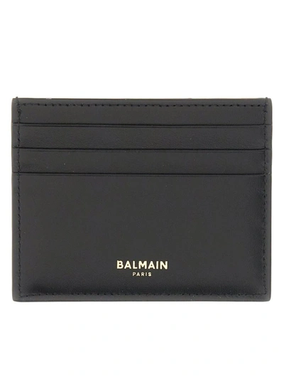 Shop Balmain Card Holder With Logo In Black