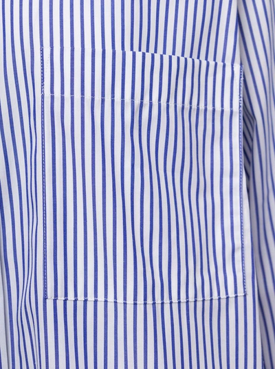 Shop Closed Blue And White Oversized Striped Shirt In Cotton Woman