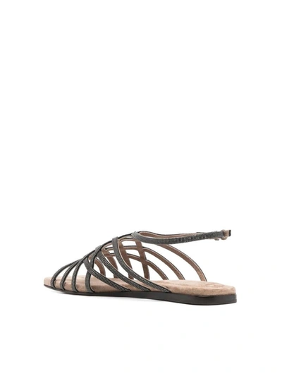 Shop Brunello Cucinelli Cross Sandals Shoes In Brown