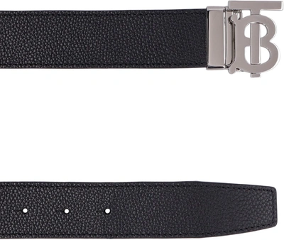 Shop Burberry Reversible Leather Belt In Black