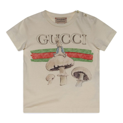 Shop Gucci Kids Logo Printed Crewneck T In Beige