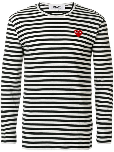 Shop Comme Des Garçons Play Heart Stripes T-shirt Clothing In Black