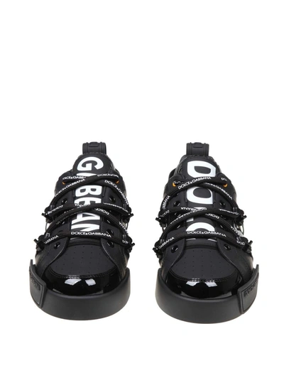 Shop Dolce & Gabbana Portofino Line Sneakers In Leather In Black /white