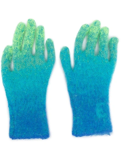Shop Erl Unisex Gradient Gloves Knit Accessories In Blue