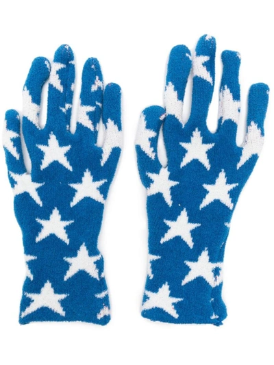 Shop Erl Unisex Stars Gloves Knit Accessories In Blue