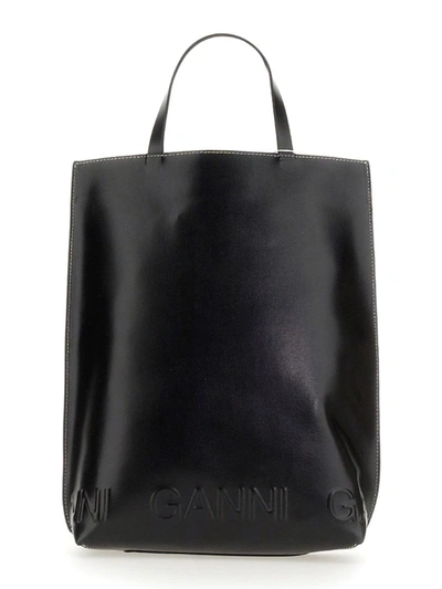 Shop Ganni Borsa Tote Medium In Black