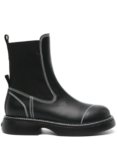 Shop Ganni Everyday Mid Chelsea Boots Shoes In Black