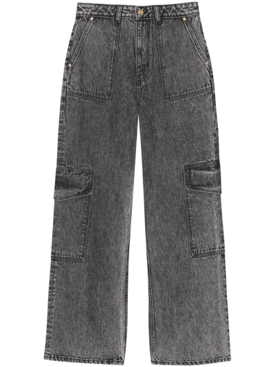 Shop Ganni Snow Washed Denim Angi Jeans In Black