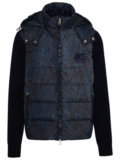 Shop Etro Blue Wool Blend Jacket
