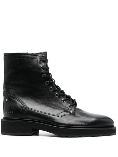 Shop Golden Goose Combat Leather Upper Shoes In Black