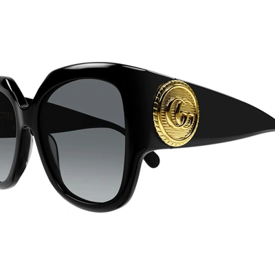 Gucci Gg1407s 001 Butterfly Sunglasses In Black
