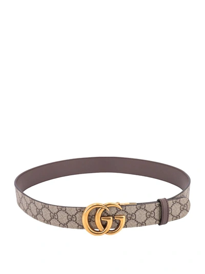 Gucci Women Gg Marmont Reversible Belt In Neutral