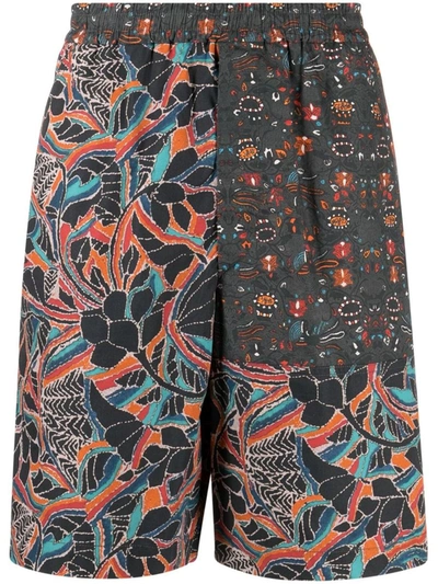 Isabel Marant Black Floral Print Cotton Shorts - Men's - Cotton In 01bk Black