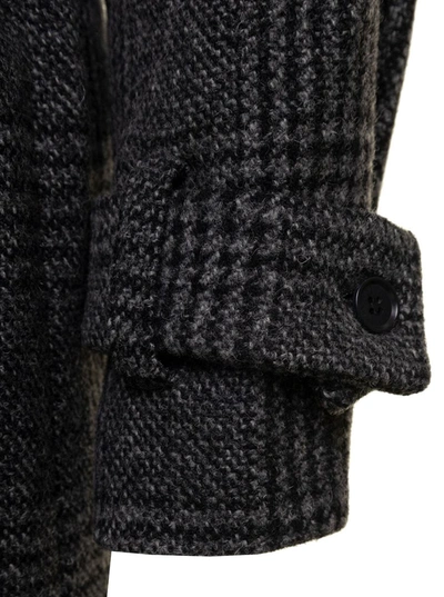 P.a.r.o.s.h Check Pattern Long Coat In Grey