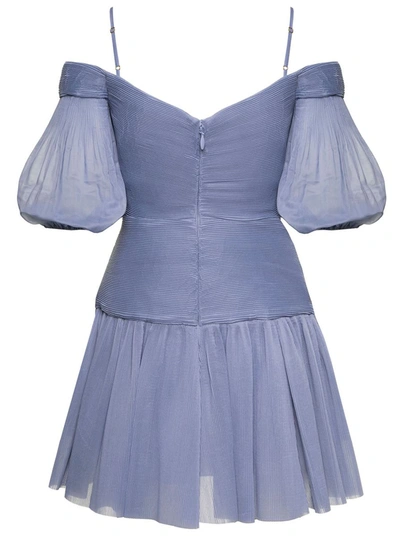 Shop Zimmermann Light-blue Pleated Mini Dress In Chiffon Woman