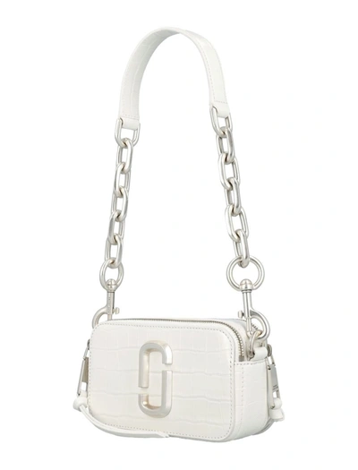 Shop Marc Jacobs The Croc-embossed Snapshot In Cotton White