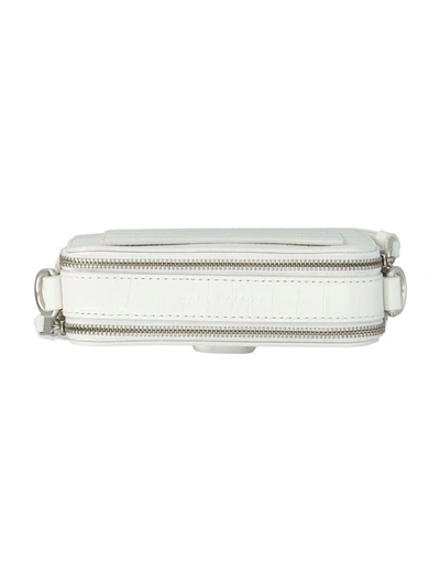 Shop Marc Jacobs The Croc-embossed Snapshot In Cotton White