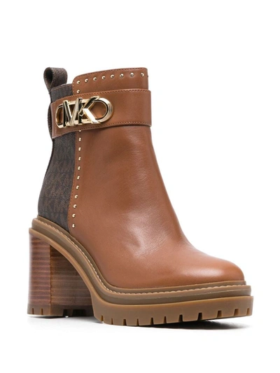 Shop Michael Michael Kors Michael Kors Parker Lug Leather Ankle Boots In Brown