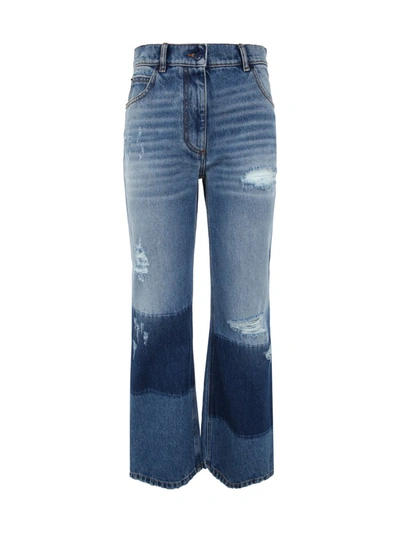 Moncler Genius Patchwork Style Jeans Moncler X Palm Angels In Blue
