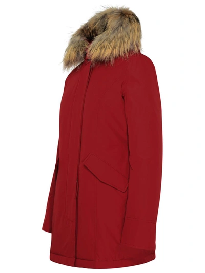 Shop Woolrich Arctic Raccooon Red Cotton Blend Parka