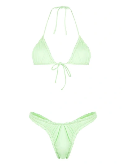 Shop Reina Olga Guia Skimpy Triangle Bikini In Green