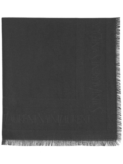 Shop Saint Laurent Logo Scarf. Accessories In Black