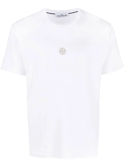 Shop Stone Island Logo Cotton T-shirt In White