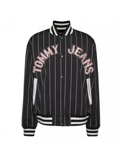 Shop Tommy Jeans Tjm Rlx Pinstripe Bomber Clothing In Black
