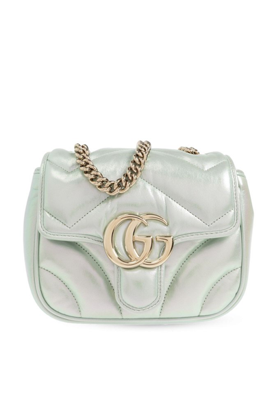 Shop Gucci Gg Marmont Quilted Mini Shoulder Bag In Green