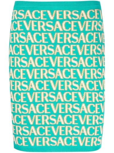 Shop Versace Skirts In Turquoise+azzurro