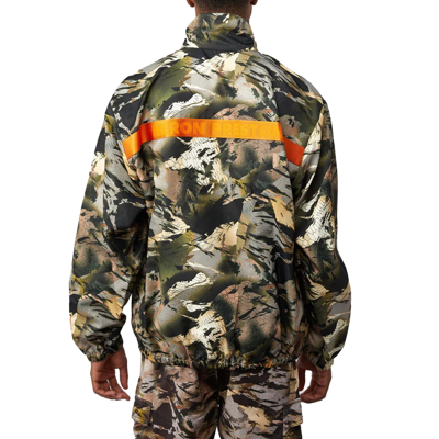 Heron Preston Camouflage Windbreaker With Stand Collar In Brown