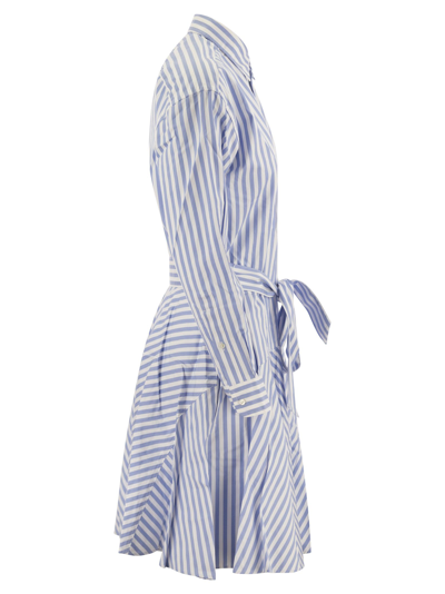 Shop Polo Ralph Lauren Paneled Striped Cotton Chemisier
