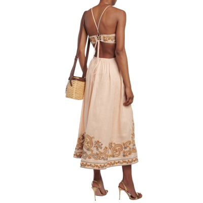 Shop Zimmermann Devi Linen Midi Dress