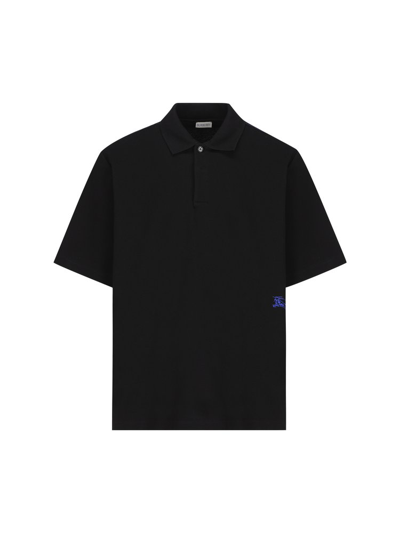 Shop Burberry Logo Embroidered Short Sleeved Polo Shirt In Black