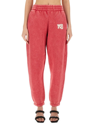Shop Alexander Wang Puff Logo Sweatpants In Pink