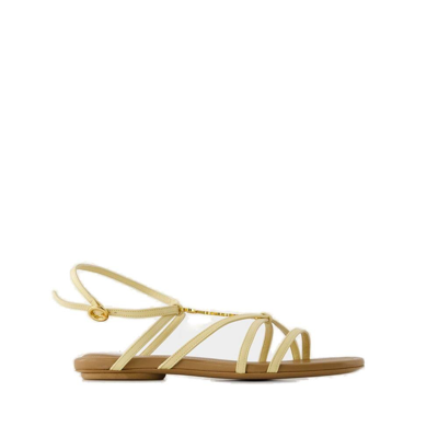 Shop Jacquemus Strappy Charm Flats In Beige