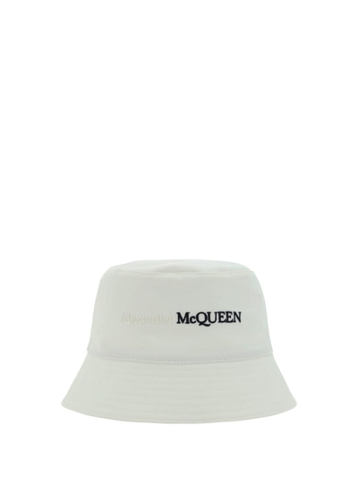 Shop Alexander Mcqueen Logo Embroidered Bucket Hat In White