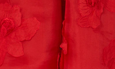 Shop Carolina Herrera Floral Appliqué Sleeveless Silk Dress In Lacquer Red