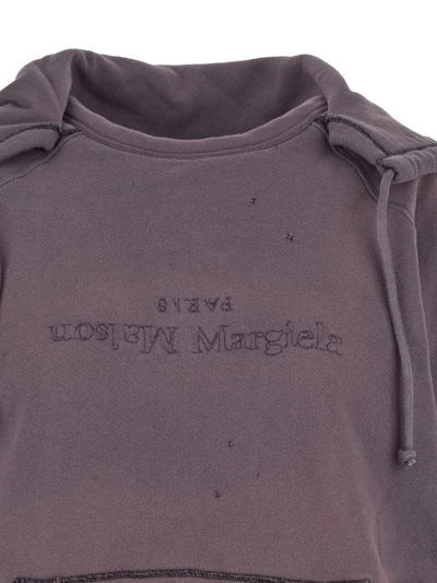 Shop Maison Margiela Logo Hoodie In Purple