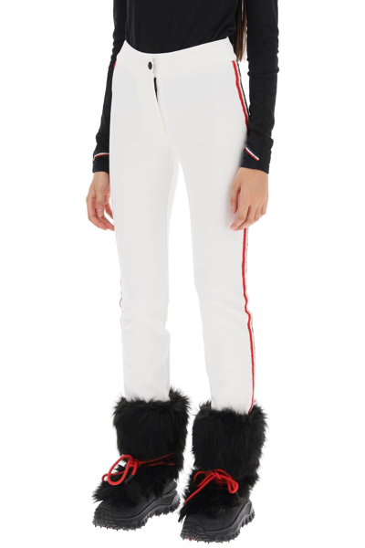 Shop Moncler Sporty Pants With Tricolor Bands In White