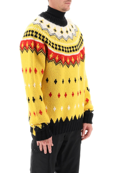 Moncler Fair Isle Sweater In Wool And Alpaca In Yellow