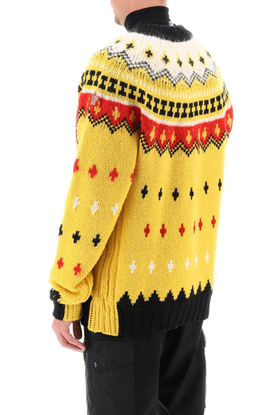 Shop Moncler Fair Isle Sweater In Wool And Alpaca In Yellow