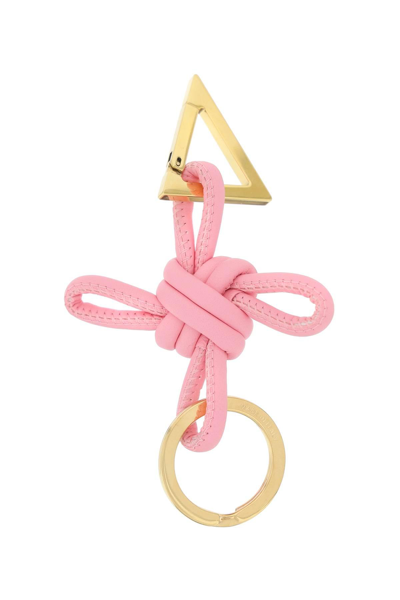 Shop Bottega Veneta Triangle Leather Key Ring In Pink