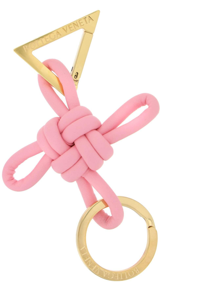 Shop Bottega Veneta Triangle Leather Key Ring In Pink