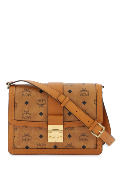 Shop Mcm Medium Tracy Crossbody Bag In Visetos In Brown