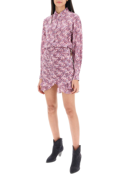 Shop Isabel Marant Milendi Gathered Mini Skirt With Ruuffles In Purple